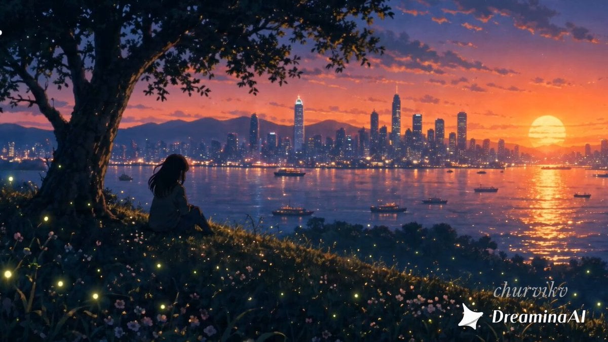 Città anime dal tramonto alle lucciole
