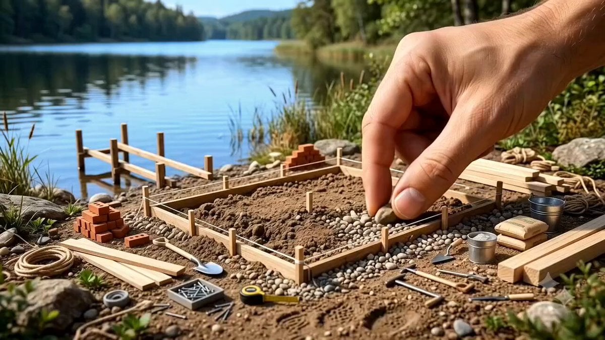 Costruire una casa in miniatura al lago