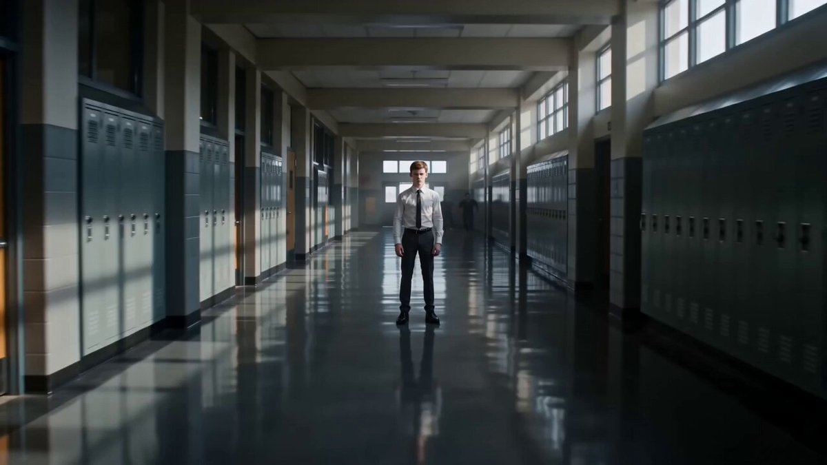 A Student Freezes Time in a Corridor