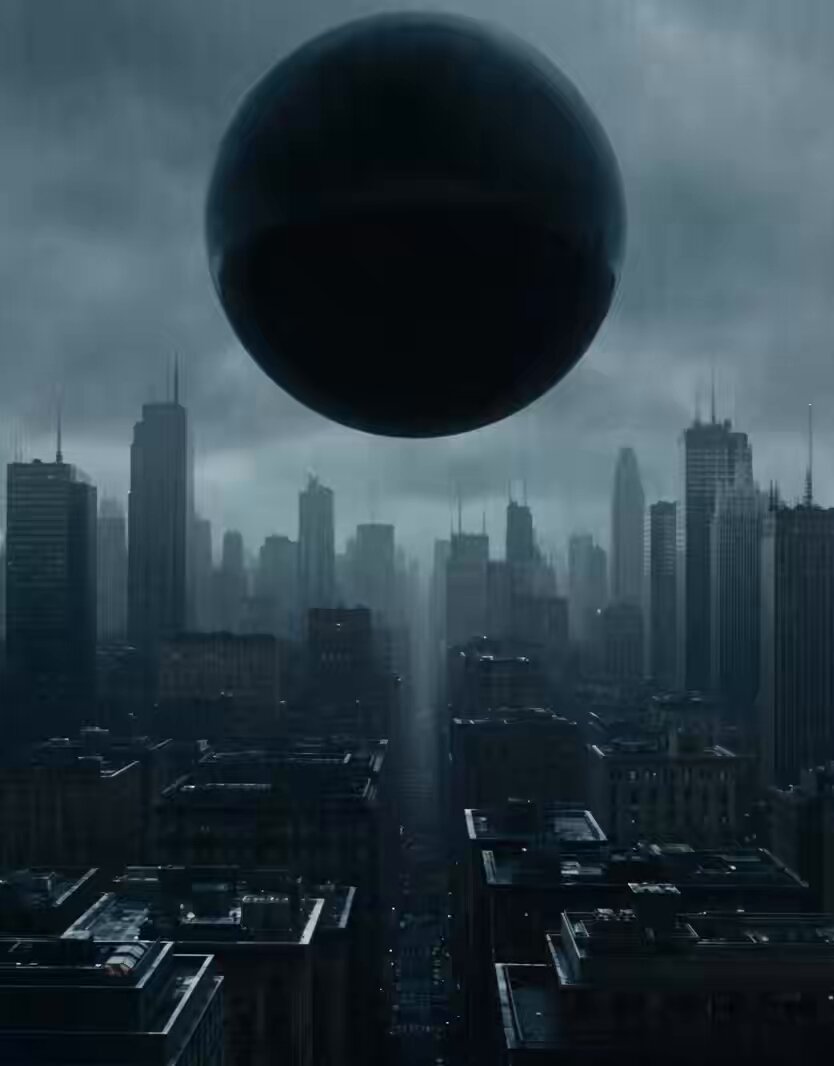 Una sfera nera riavvolge la città