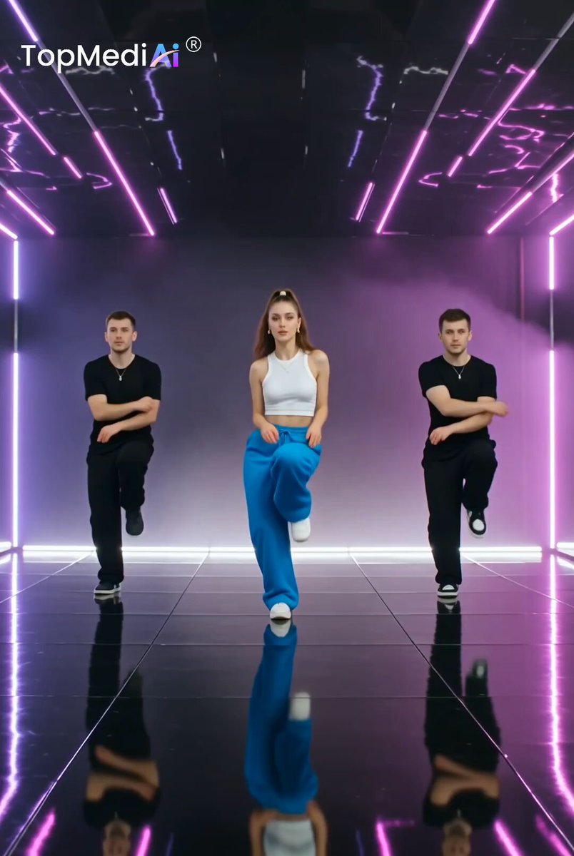 Trio K-pop sul palco al neon