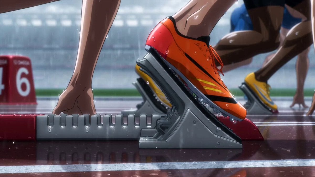 Rothaarige Sprinterin im Fotofinish