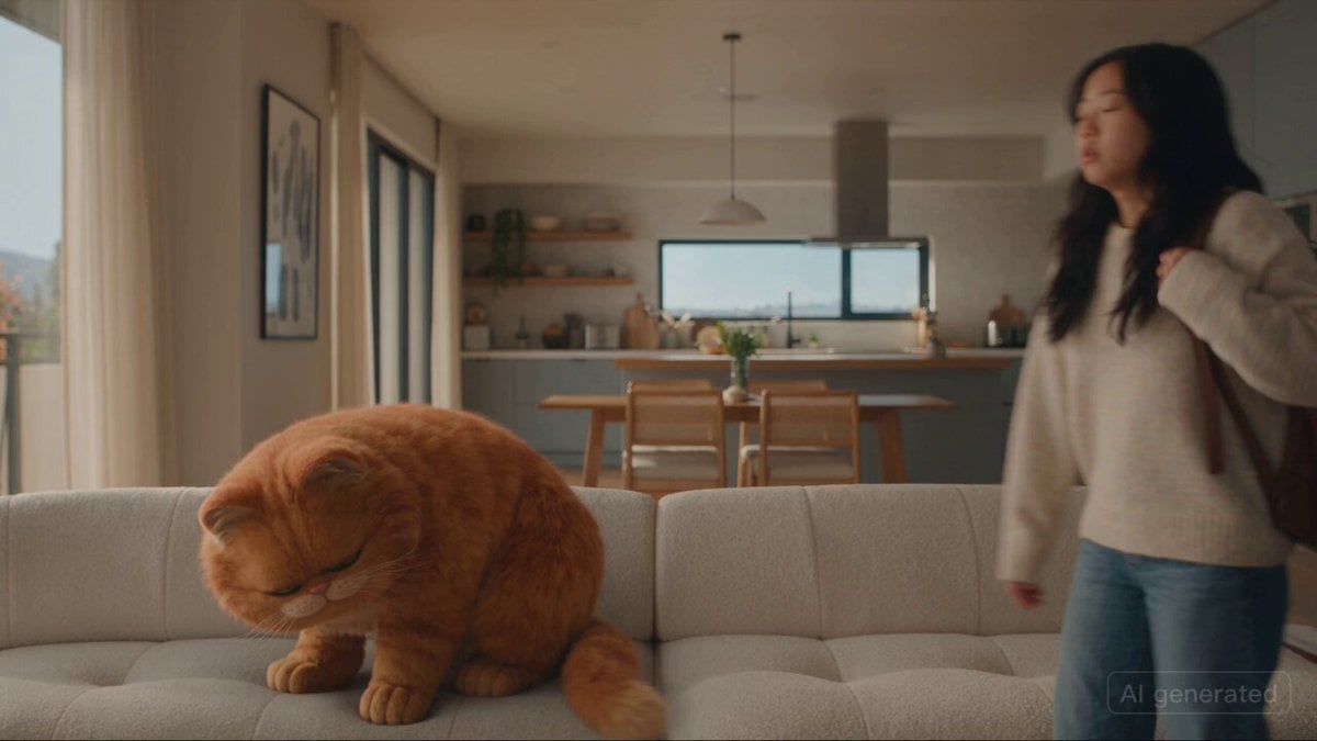 Ein Mädchen tauscht mit der Katze Körper