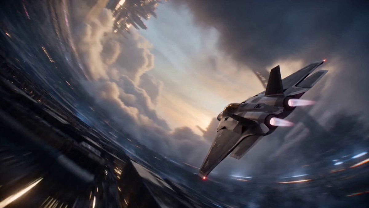 Fighter Escapes Colliding Ring Worlds